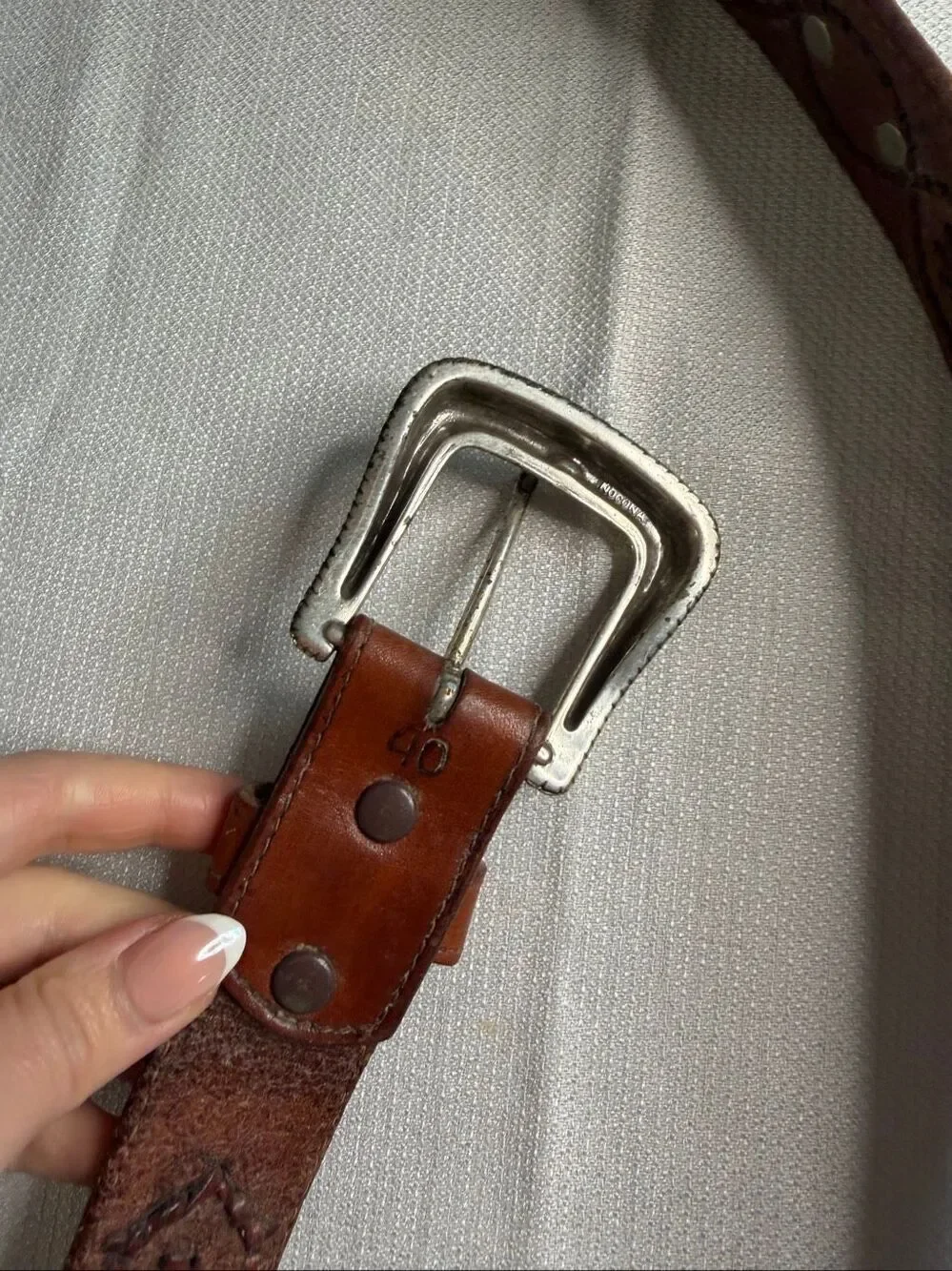 Nocona Brown Cowhide Leather Tooled Western Cowboy Belt Size 40